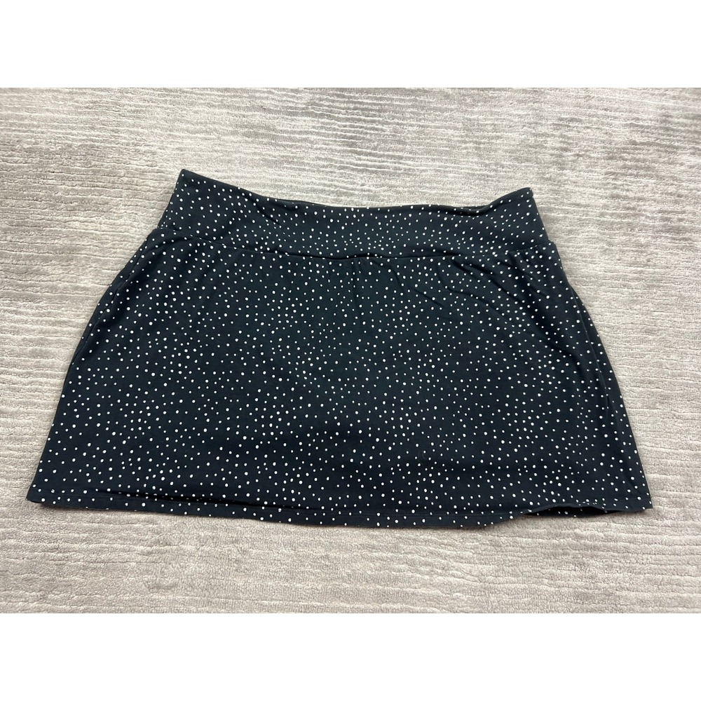Coral Bay Skort Womens 1X Black Polka Dot Activewear Skirt Built-in Shorts 1X